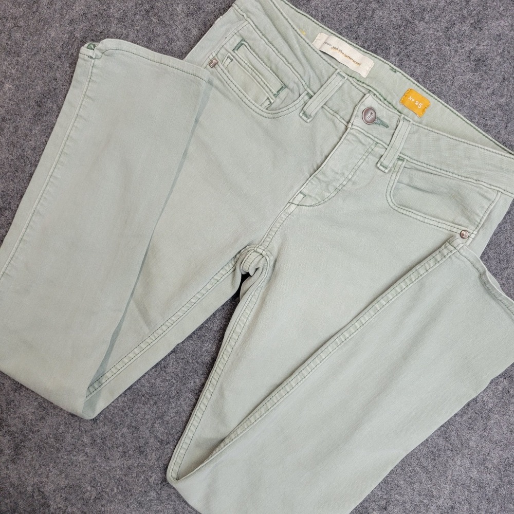 Pilcro and The‎ Letterpress Jeans Womens 25 Green Denim Straight Leg Streetwear